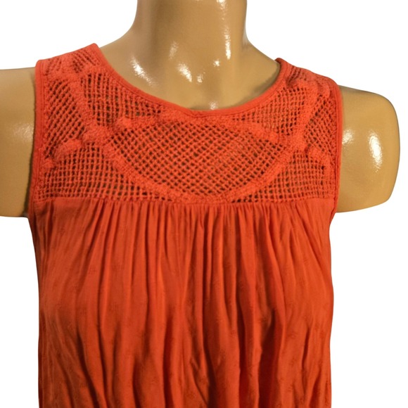 Liz Lange Maternity Orange Crochet Top XSmall‎ Sleeveless Blouse Fall Layer - Picture 4 of 8